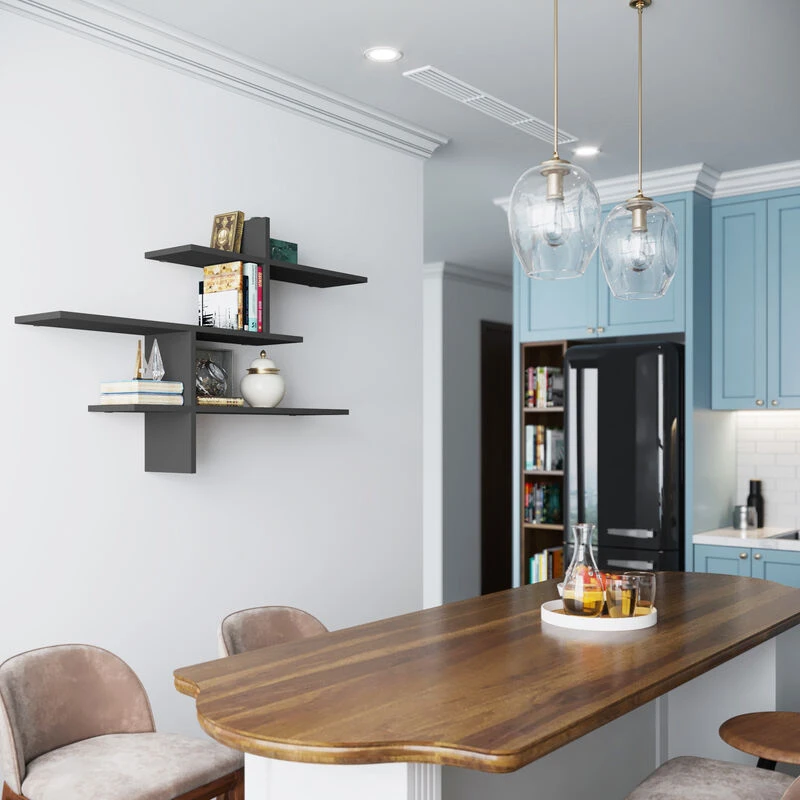 Image of DECORTIE Decortie - Leo Modern Floating Shelf 80.5cm Tall - Anthracite Grey - Anthracite Grey M.KT.01.11262.9