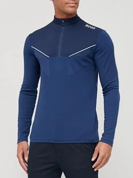 Image of Hugo Boss Piraq Tech Long Sleeve Polo Shirt Navy Size 2XL Men