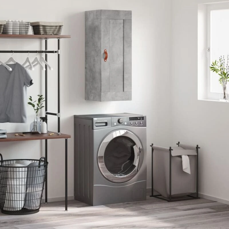 Image of VIDAXL Wall Mounted Cabinet Concrete Grey 34.5x34x90cm Engineered Wood Vidaxl 8720845950651