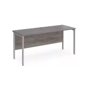 image of Maestro 25 straight desk 1600mm x 600mm - silver H-frame leg and grey oak top