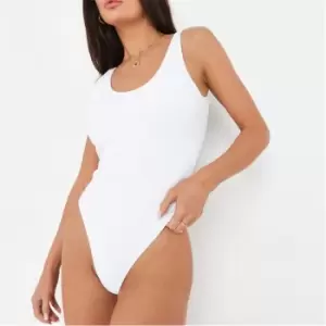 image of Missguided Tall High Leg Scoop Back Swimsuit - White