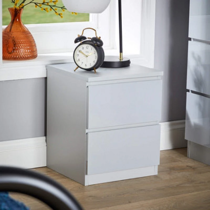 Image of Home Source Lugano 2 Drawer Bedside Cabinet Grey