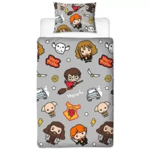 Image of Term Time Duvet Cover Set (Single) (Grey) - Grey - Harry Potter