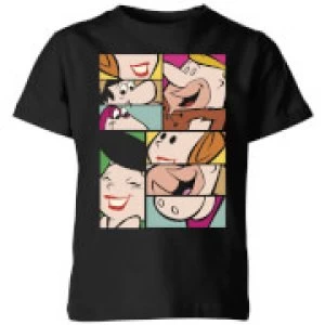 Image of The Flintstones Cartoon Squares Kids T-Shirt - Black - 11-12 Years