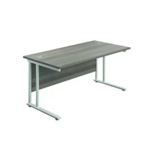 image of Jemini Rectangular Cantilever Desk 1200x800x730mm Grey Oak/White KF806875