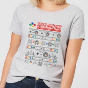 Image of Nintendo SNES Pattern Womens Christmas T-Shirt - Grey - 3XL