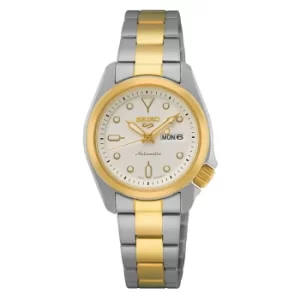 Image of Seiko 5 Sports Automatic White Dial Two-Tone Stainless Steel Bracelet Ladies Watch SRE004K1