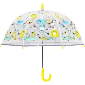 image of X-Brella Childrens/Kids Jungle Animal Dome Umbrella (One Size) (Clear/Yellow)