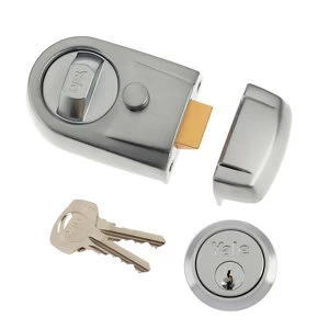 Image of Yale Satin Chrome effect LH & RH Deadlock Night latch (H)66mm (W)93mm
