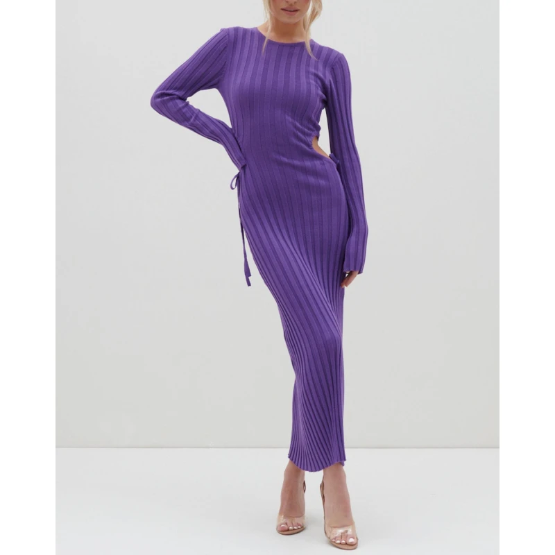 Image of Pretty Lavish Womens Dahlia Maxi Knitted Jumper Dress Iris female 14 (L)