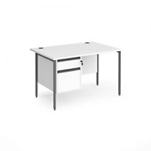 Image of Dams International Straight Desk with White MFC Top and Graphite H-Frame Legs and 2 Lockable Drawer Pedestal Contract 25 1200 x 800 x 725mm