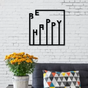 Image of Happy Black Decorative Metal Wall Accessory