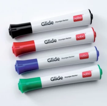 image of Nobo Black Glide Drywipe Markers (Pack of 12) 1902091