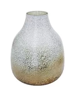 image of Ivyline Verre Frosted Ribbed Glass Gold Vase