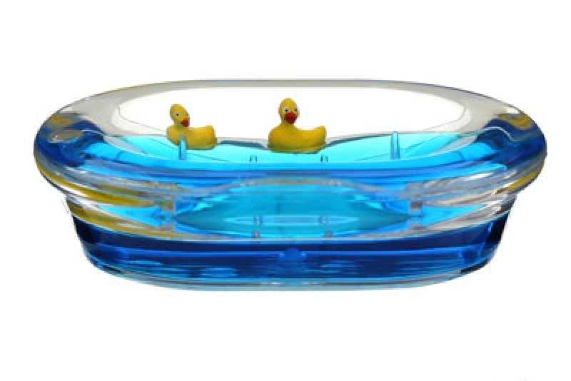 Image of Premier Housewares Acrylic Soap Dish With Floating Ducks Blue