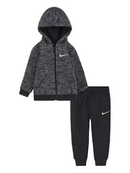 image of Boys, Nike Space Dyed Fz + Jogger Set, Black, Size 18 Months