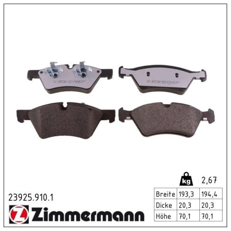 Image of ZIMMERMANN Brake pad set ZIMMERMANN 23925.910.1
