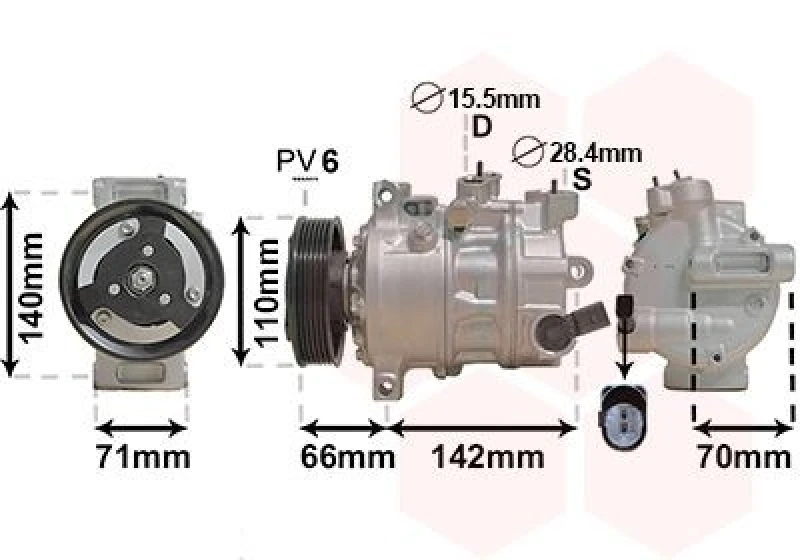 Image of VAN WEZEL Air conditioning compressor VAN WEZEL 0301K703