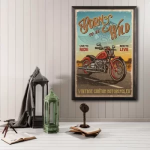 image of Born To Be Wild Multicolor Decorative Framed Wooden Painting