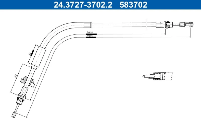 Image of ATE 24.3727-3702.2 Brake Cable 896mm Cable,parking brake (124)