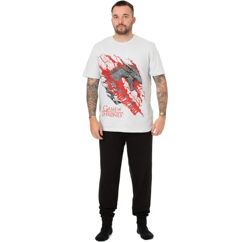 Image of Game Of Thrones Game Of Thrones Men Short Sleeve Long Leg Pyjama Set in White Size: Small White S Male 5060977376107