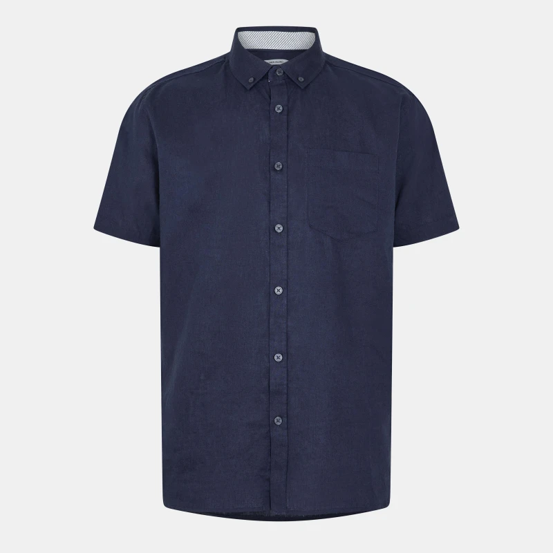 Image of Threadbare Mens Dragon Short-Sleeve Bowling Shirt Navy male Large