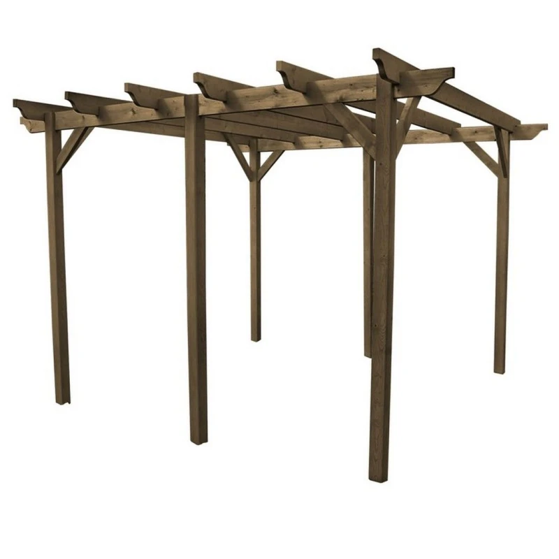 Image of Rutland County Garden Furniture Garden Pergola 6 Posts - Wood - L180 X W720 X H270 Cm - Rustic Brown