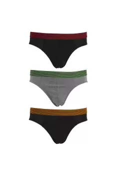 Image of Briefs Underwear With Striped Waistband (3 Pack)