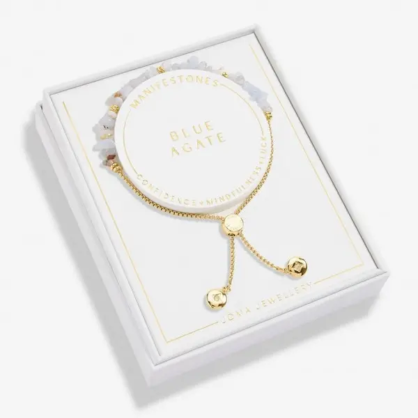 Image of Mainfestones Blue Agate Gold Plated 24.5cm Adjustable Bracelet 6893