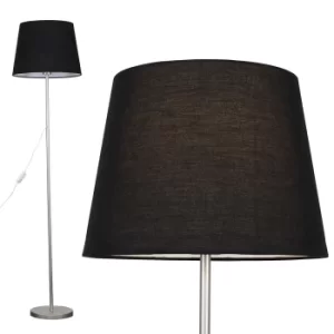 Image of Charlie Brushed Chrome Floor Lamp with Black Aspen Shade