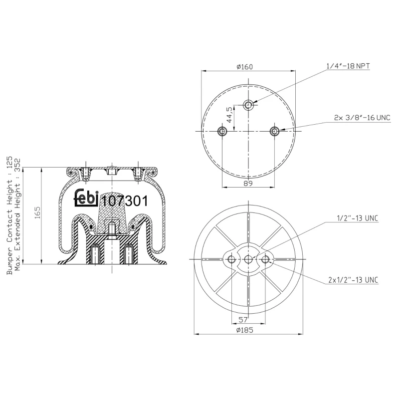 Image of Air Spring, suspension FEBI BILSTEIN 107301