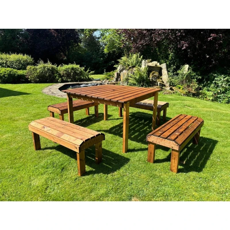 Image of Charles Taylor Eight Seater Garden Furniture Table Set - L160xW170xH80cm in Light Brown Light Brown Unisex