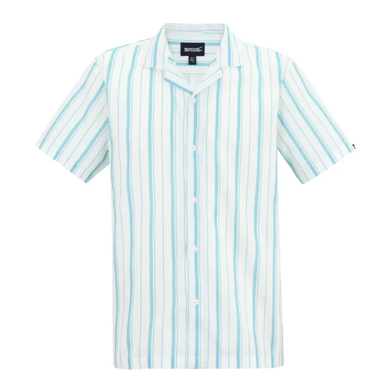 Image of Regatta Mens Hadlin Lightweight Shirt - Wht/NrdcStrp Male S