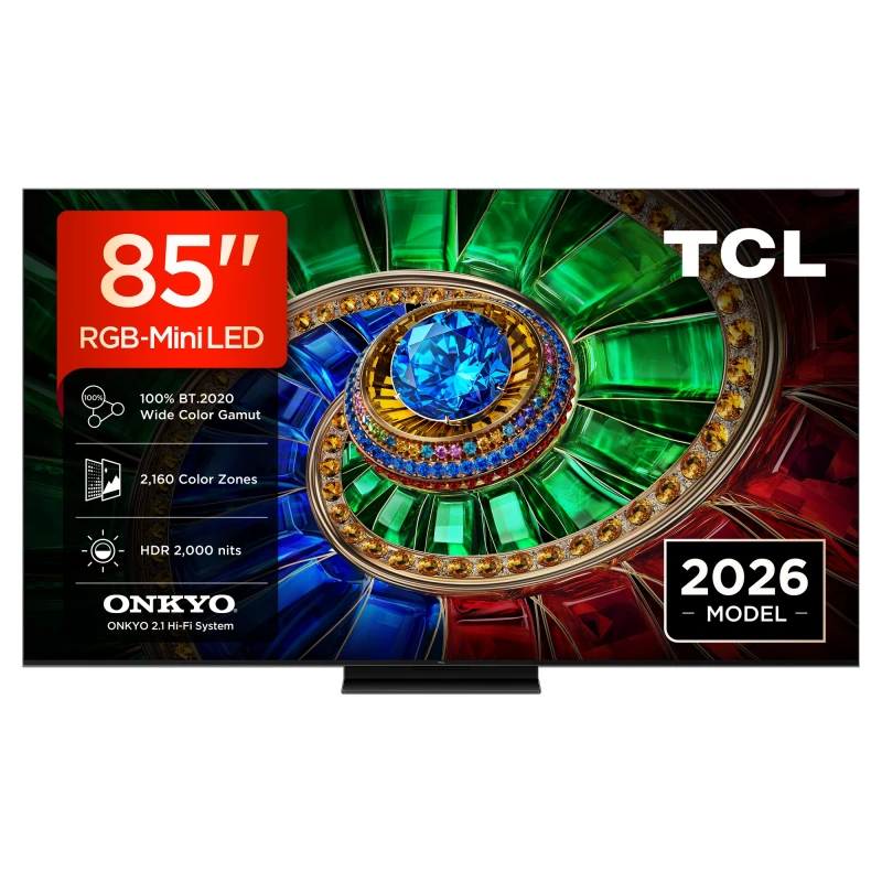 Image of TCL 85 RGB Mini LED TV, 4K UHD, 144Hz, Smart Google TV 85RM7L-UK Black 85RM7L-UK