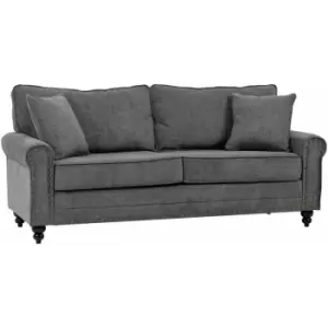 image of Homcom - Fabric Sofa 2 Seater Sofa for Living Room Loveseat w/ Throw Pillow Grey - Grey