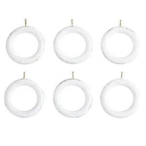 Image of Colours Modern White Brushed Gold Wood Curtain Ring Dia35mm