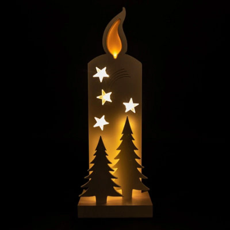 Image of Shatchi Wooden Christmas Decoration Pre Lit LED Silhouette Nativity Scene Ornament Table Window Battery Operated, White, 36Cm