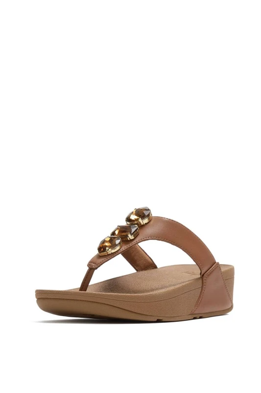 Image of FitFlop Womens Lulu Ultra-Jewel Toe-Post Sandals in Tan Size: 6 Tan Female 6