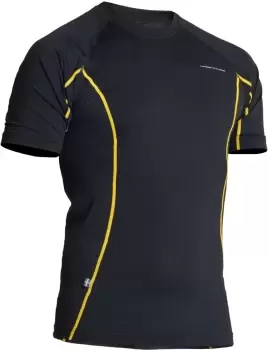 image of Lindstrands Dry Functional Shirt, black-yellow, Size 2XL, black-yellow, Size 2XL