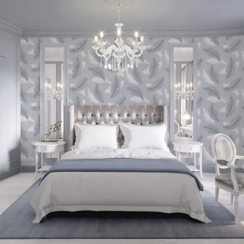 Image of Belgravia Decor Feather Blue Wallpaper
