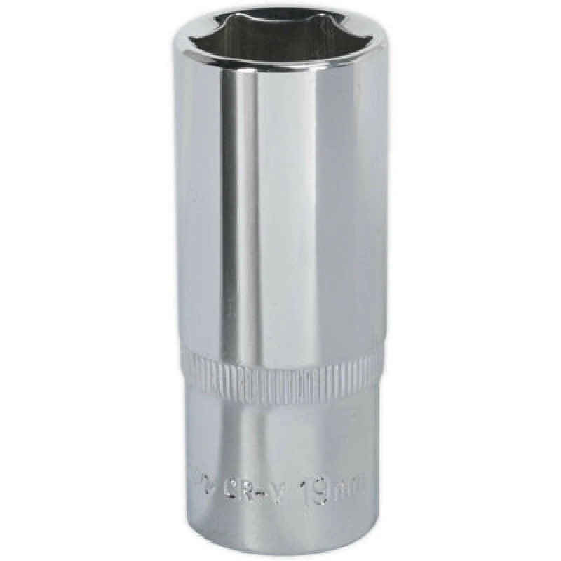 Image of Loops 19mm Forged Steel DEEP Drive Socket - 3/8" Square Drive Polished Chrome Vanadium Metallics