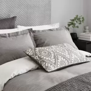 Image of Bedeck of Belfast Kayah Woven Check Double Duvet Cover, Charcoal