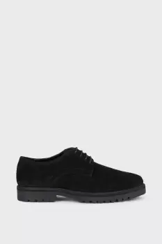 Image of Black Suede Derby Shoes With Chunky Sole