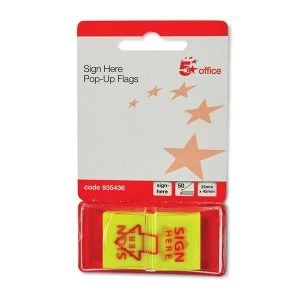 image of 5 Star 46 x 25mm Sign Here Pop Up Index Flags Tab With Red Arrow 10 Wallets Of 50 Flags.