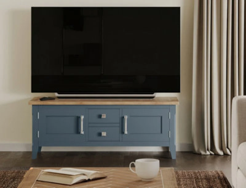 Image of Baumhaus Signature Blue Widescreen Television Stand