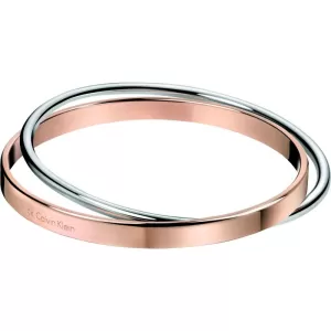 image of Ladies Calvin Klein Two-Tone Steel and Rose Plate Extra Small Coil Bangle KJ63BB0101XS