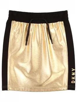 Image of DKNY Girls Metallic Jersey Skirt, Gold, Size Age: 12 Years, Women