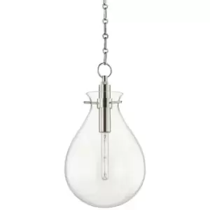 image of Ivy 1 Light Medium Pendant Polished Nickel, Glass