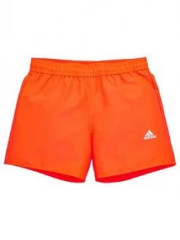Image of Boys, adidas Badge Of Sport Swim Shorts, Red, Size 15-16 Years