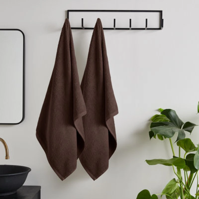 Image of Catherine Lansfield Catherine Lansfield 'Quick Dry Cotton' Bath Sheet Pair in Chocolate Chocolate Bath Sheet Unisex 5057681152318